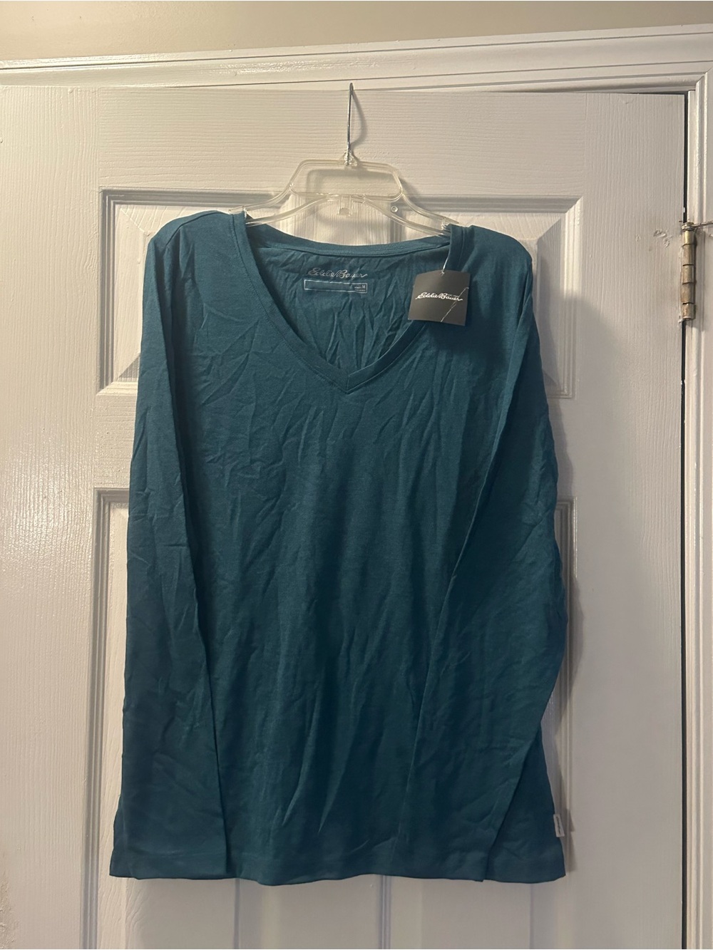 Eddie Bauer Teal V-Neck Long Sleeve Tee
